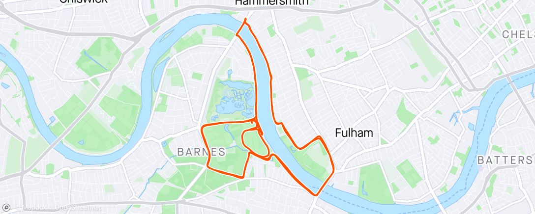Map of the activity, Putney & Fulham Half Marathon