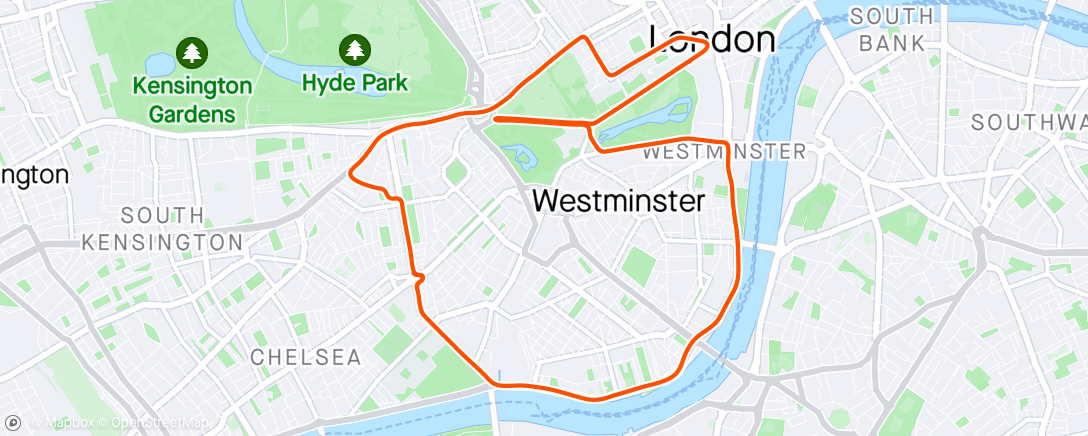 Карта физической активности (Zwift - Wave Rider in London)