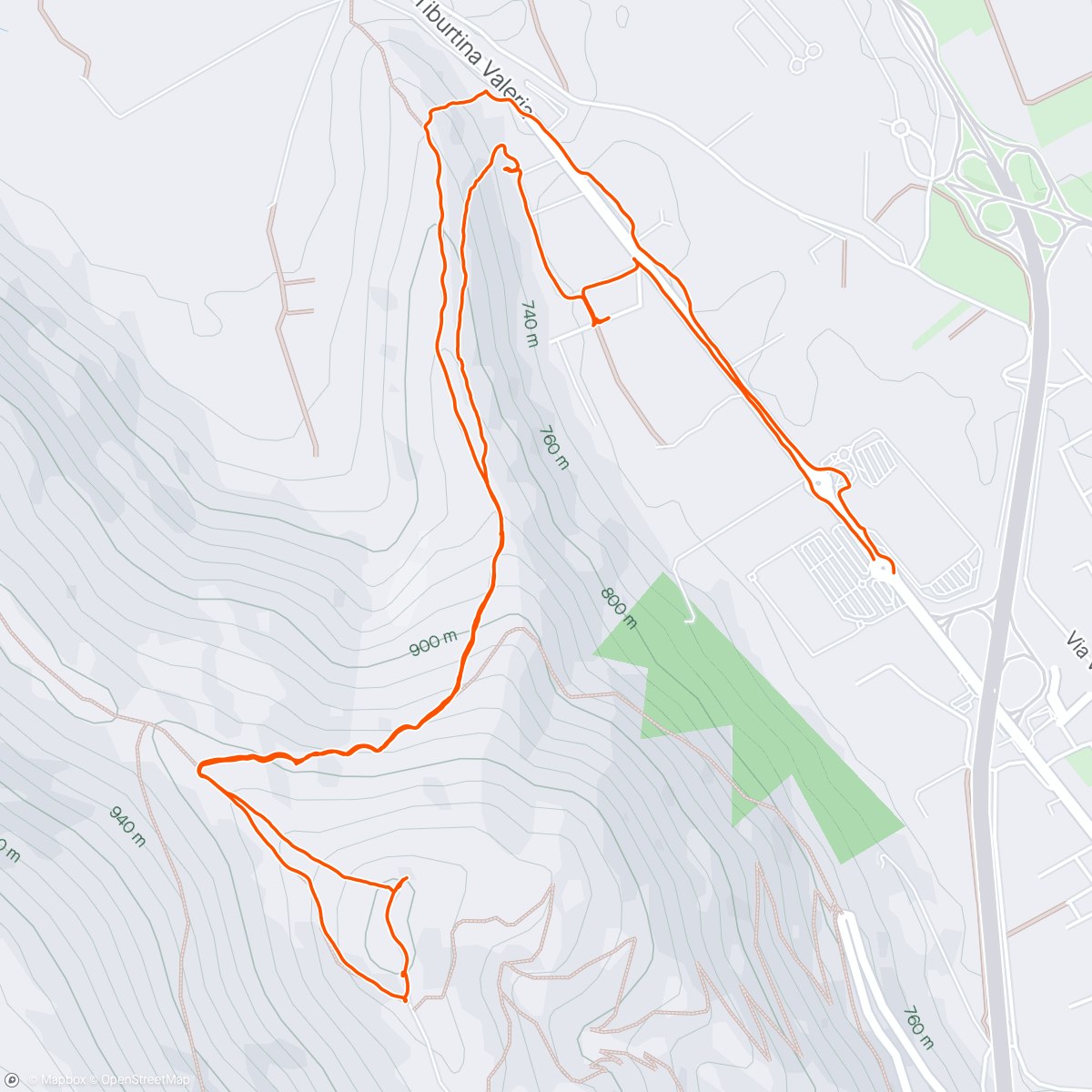 Map of the activity, Running up that hill
