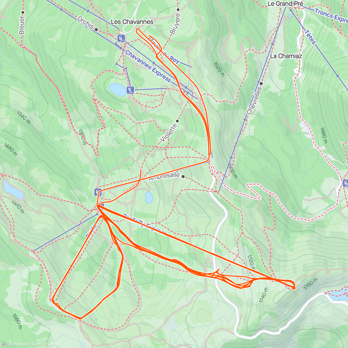 Map of the activity, Ski de piste aux Gets