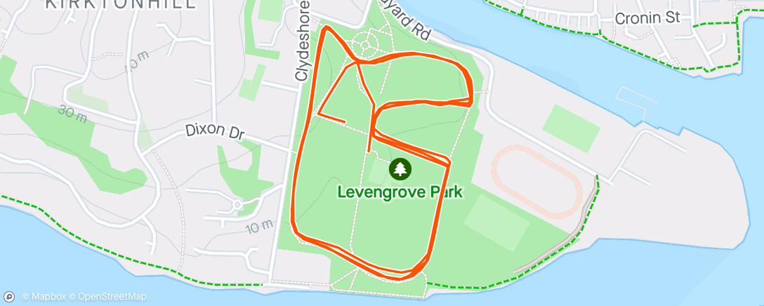 Map of the activity, Levengrove parkrun 👦🏼🧒🏼 🏃‍♂️ 🏃‍♀️ ☀️