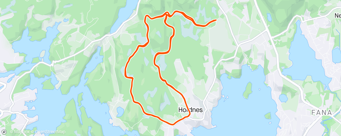 Mapa da atividade, Hordnesskogen x 1,5 med Øyvind 🏃‍♂️‍➡️🏃‍♀️‍➡️
