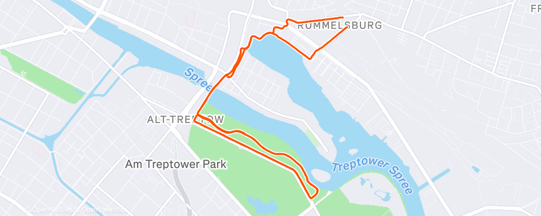 Map of the activity, Afternoon Run