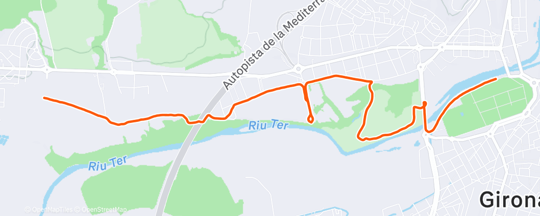 Map of the activity, 5.75 run, then my knee said walk!