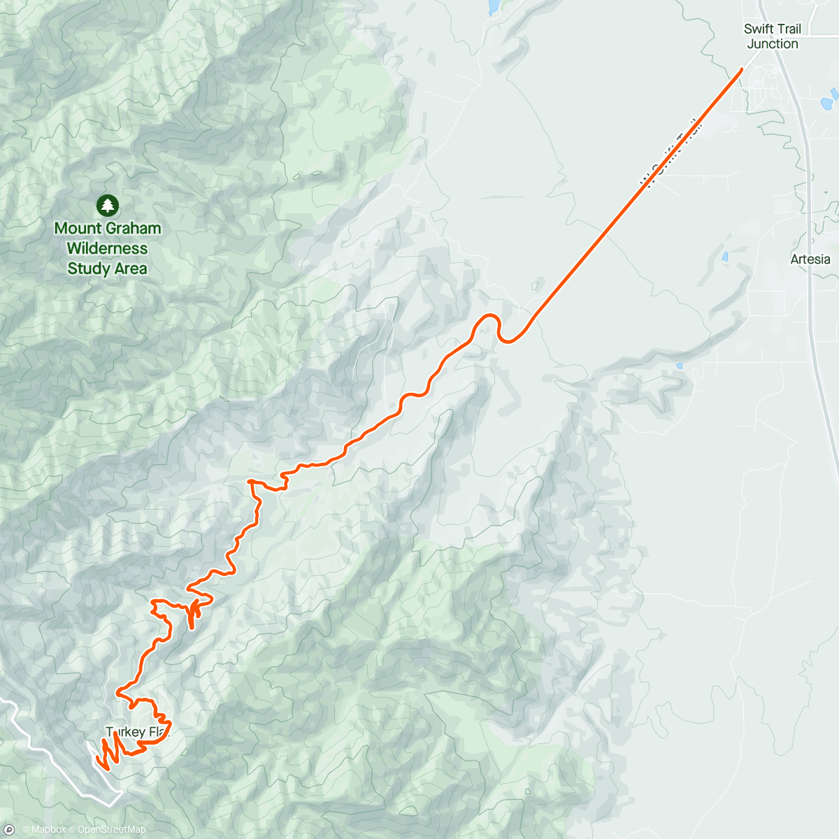 Map of the activity, Tucson Climbing Training- Mt Graham