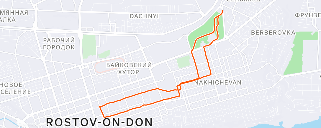 Map of the activity, Вечерний забег