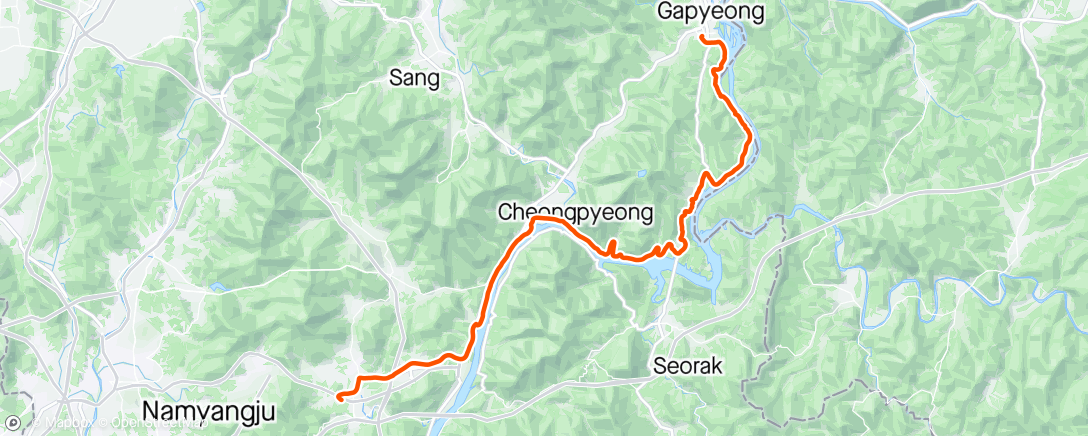 Map of the activity, Lunch Ride - 따수운 금욜~후다닥 가평 🚴‍♀️🚴‍♂️ (with 와삽)
