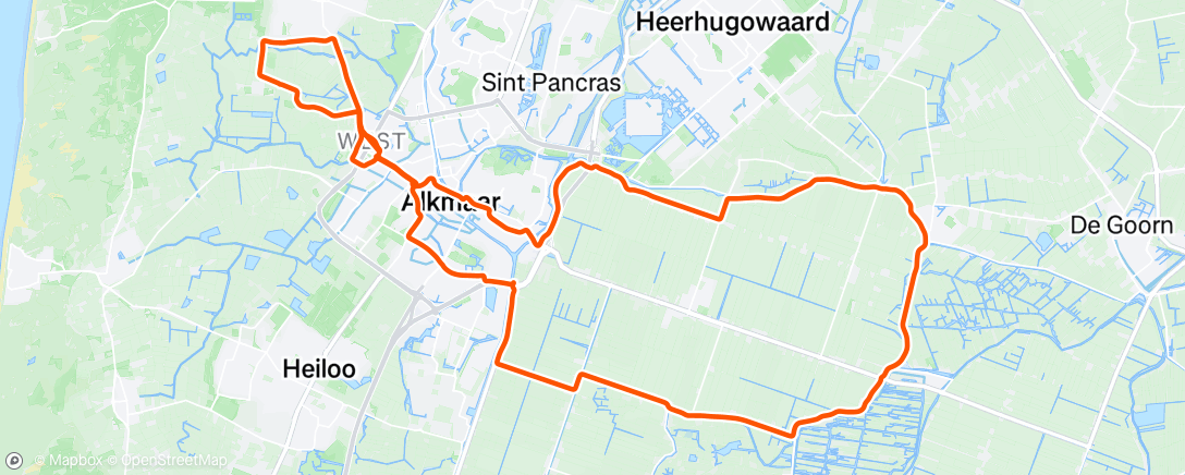Map of the activity, Namiddagrit op gravelbike