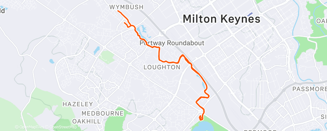 Map of the activity, Mum-me assist ride to Furzton Lake