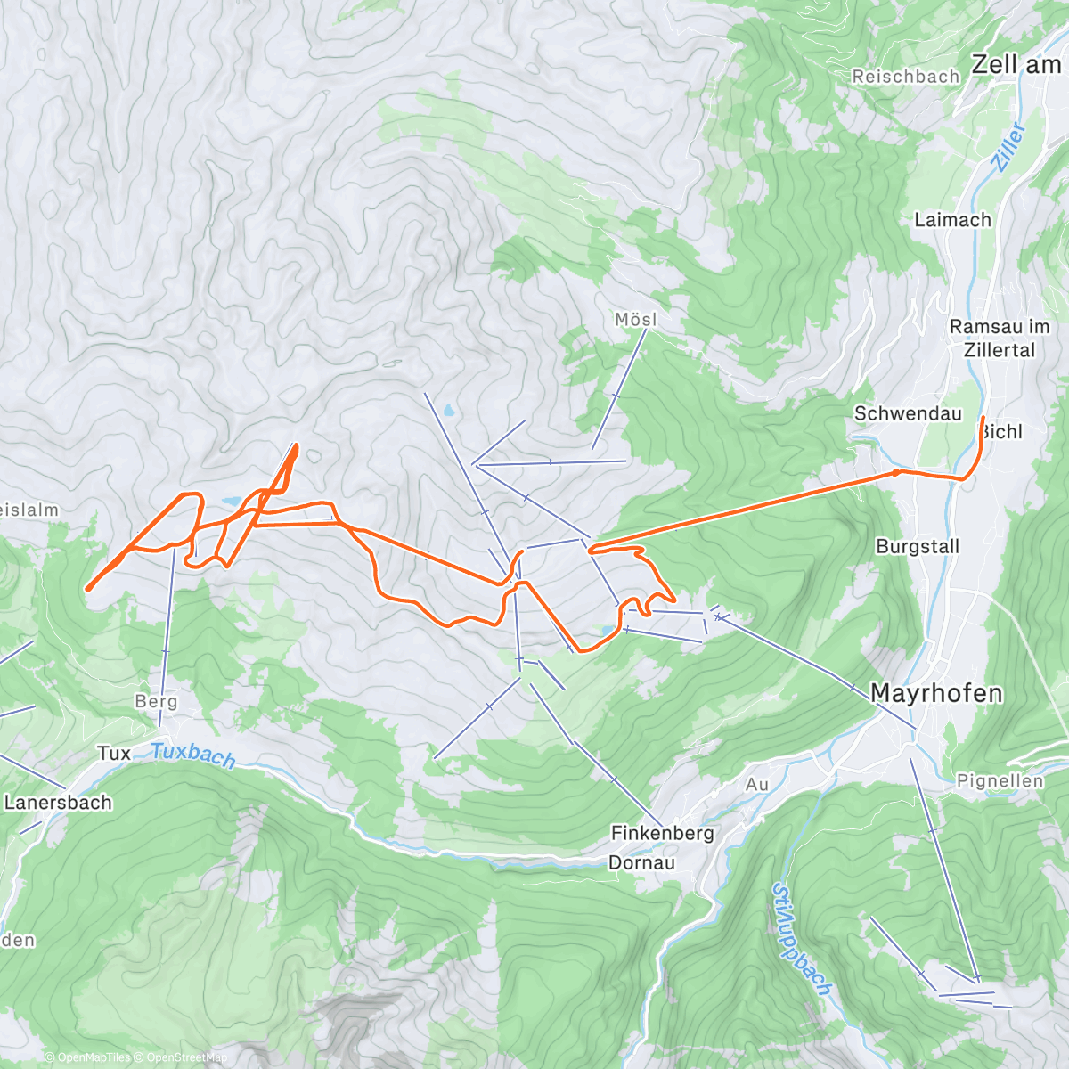 Map of the activity, Ochtendsessie alpineskiën