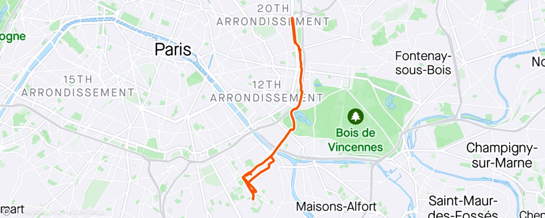 Map of the activity, One less car ♾️ la pluie a refroidi beaucoup de cyclistes.