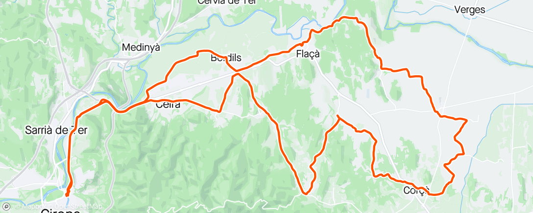Mappa dell'attività Girona Day 5 - Love a bit of cycling with my headwind wind 🌬️