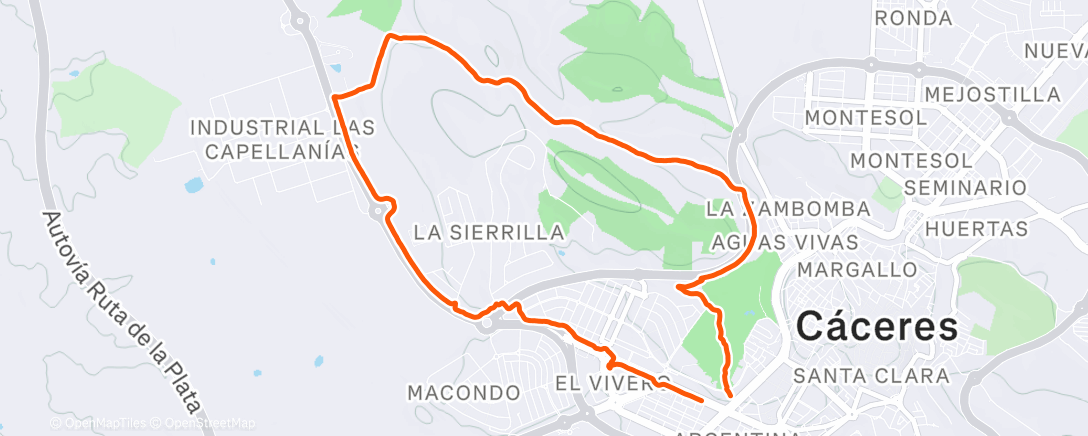 Map of the activity, Carrera por la tarde
