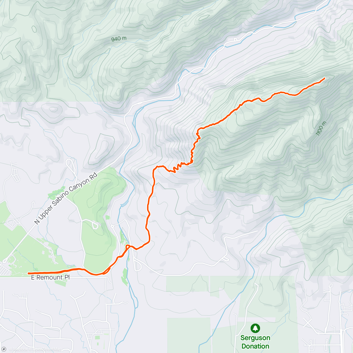 Map of the activity, Tucson, Sabino Canyon: Phoneline trail to Blackett’s ridge