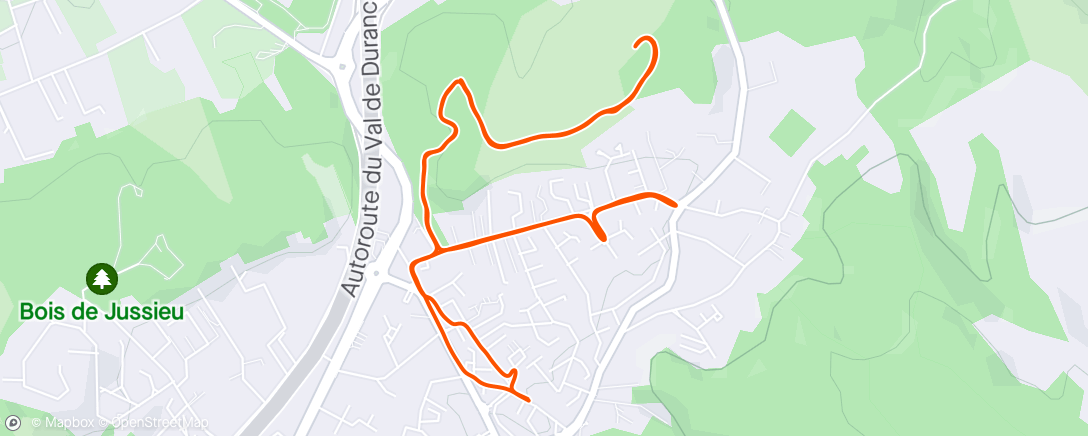Map of the activity, Footing 60min avec 2x(200/200/400) recup distance d'effort.