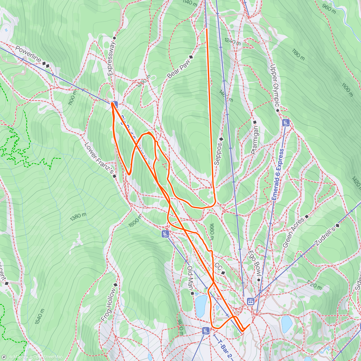 Map of the activity, Day 6: Whistler Resort Skiing