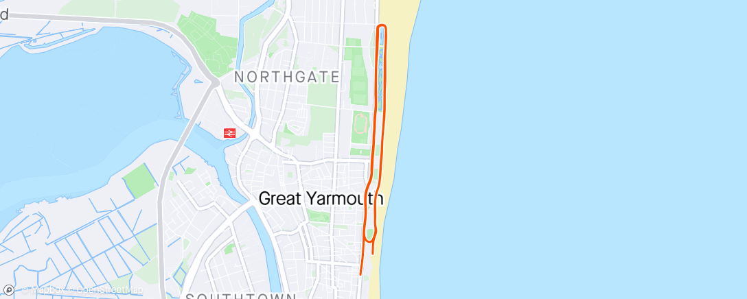Map of the activity, Gt Yarmouth Race 1