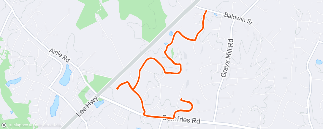 Map of the activity, Afternoon Run