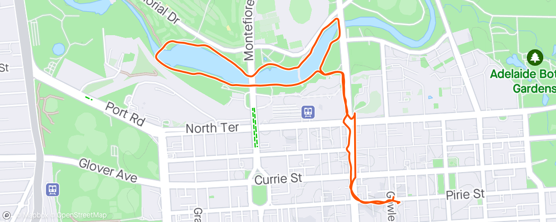 Map of the activity, Torrens: King William St-Weir Loop