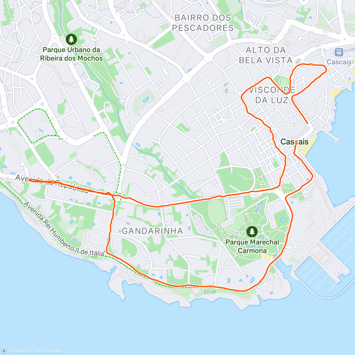 Map of the activity, Caminhada noturna