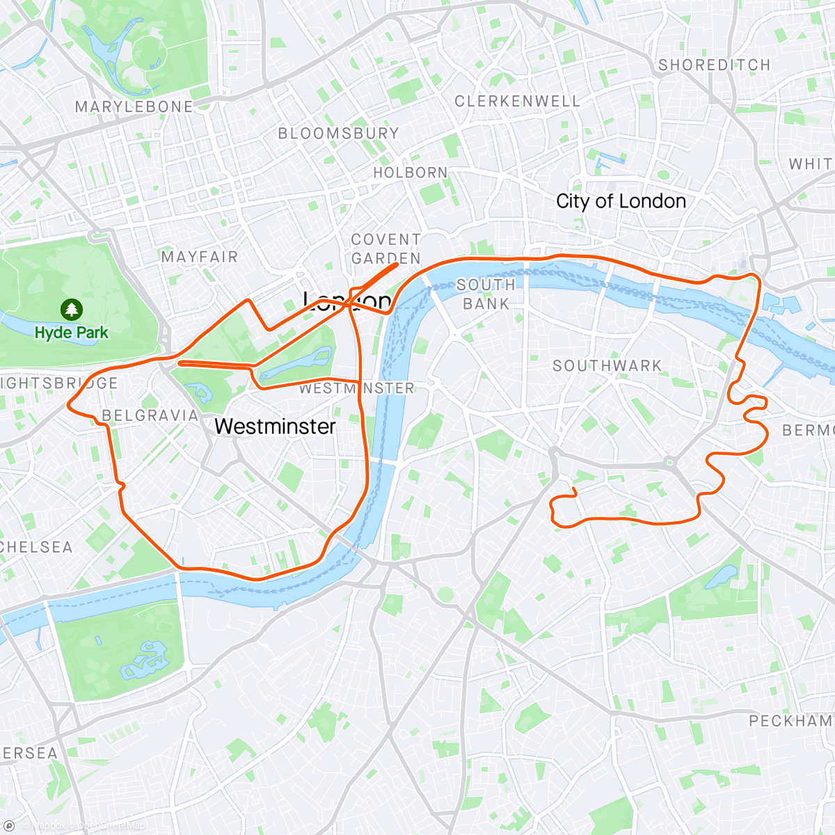 Map of the activity, Zwift - Mike Buntin (Snow)'s Meetup on The London Pretzel in London