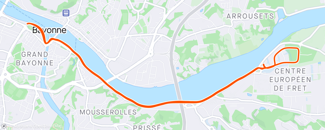 Map of the activity, Run sur Bayonne