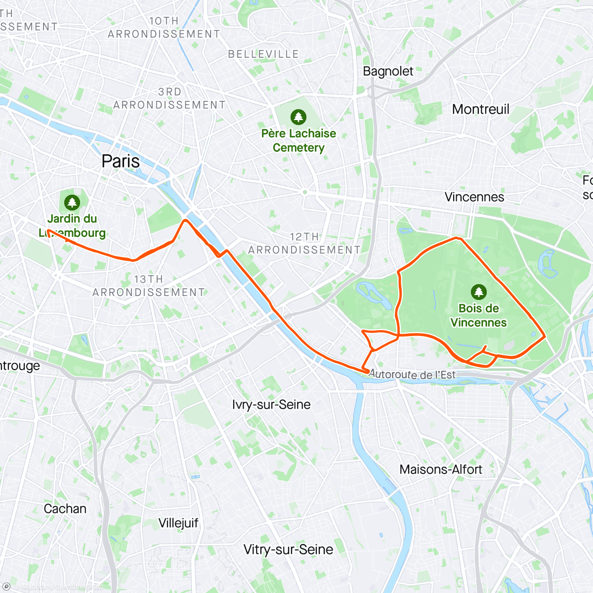 Map of the activity, Vincennes loops