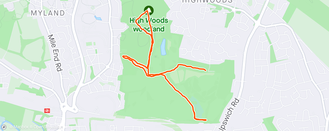 Map of the activity, Highwoods Parkrun #200