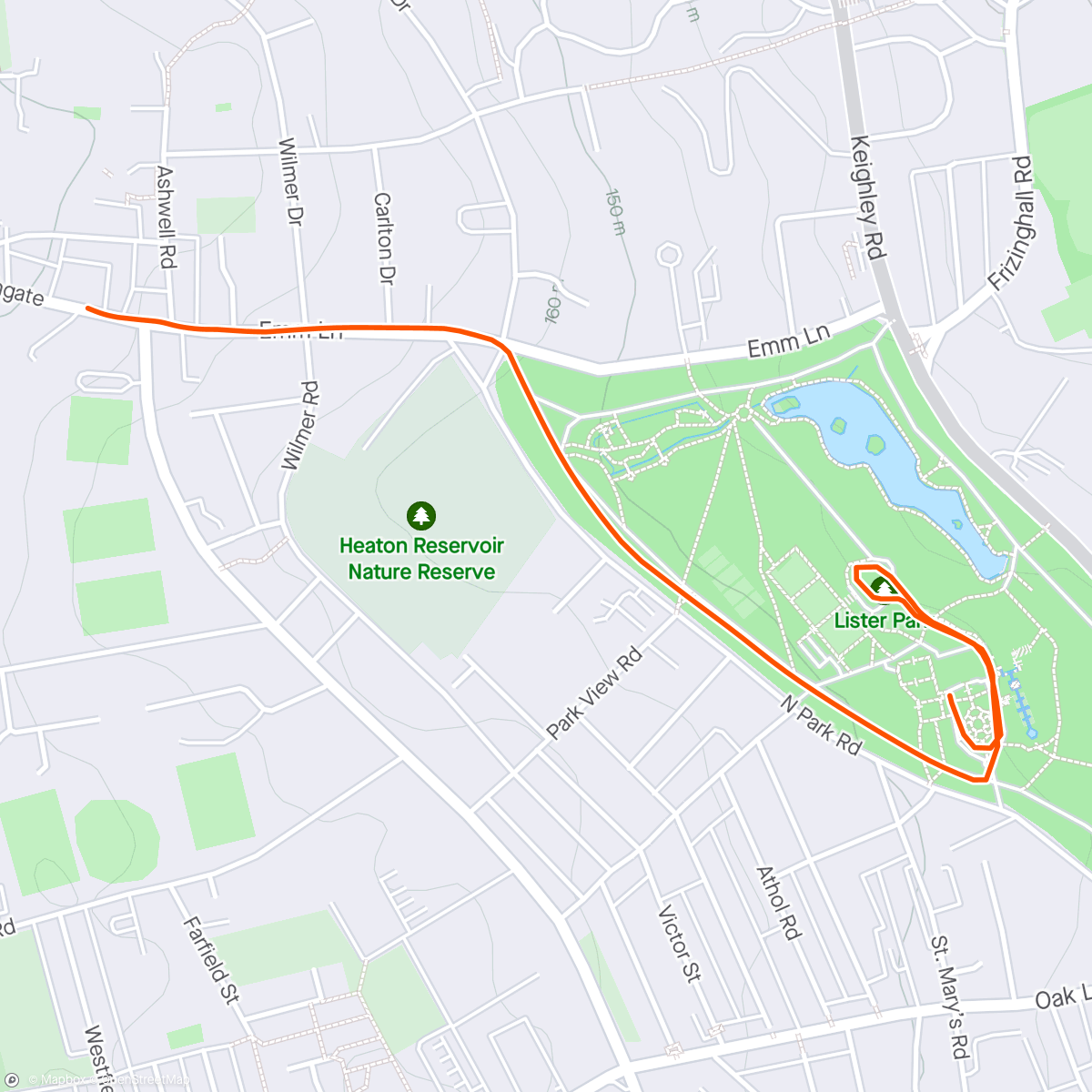 Map of the activity, Run to Volunteer at Lister Parkrun