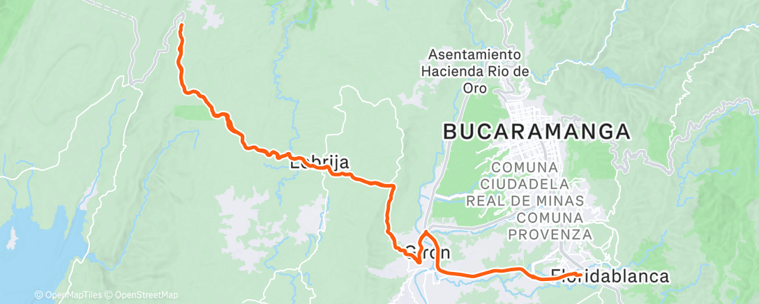 Map of the activity, Bicicleta a la hora del almuerzo