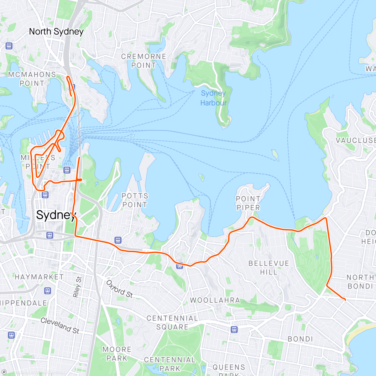 アクティビティ「ROUVY - The Best of Sydney」の地図