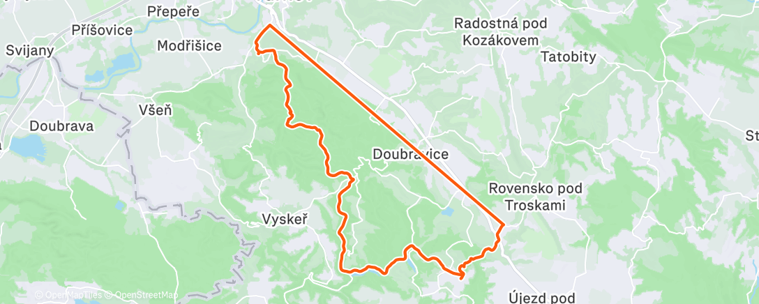 Map of the activity, TUR výběh s holkama