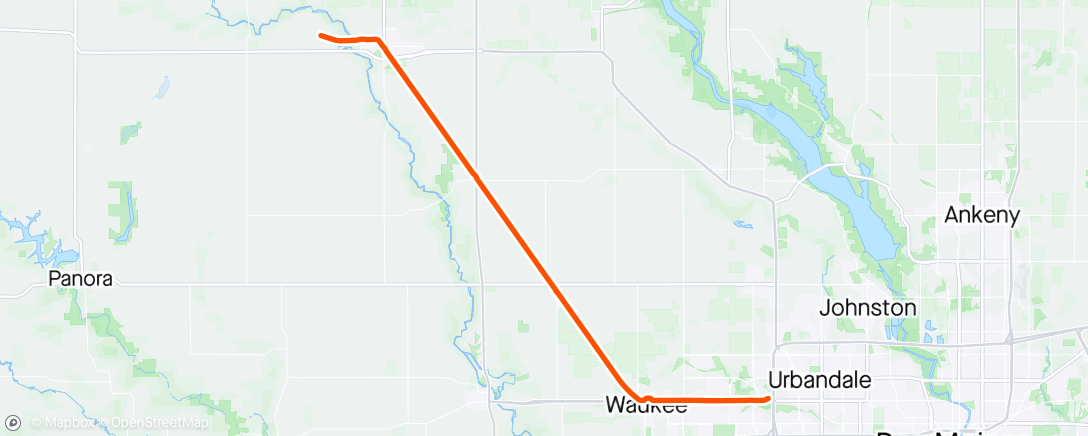 Mapa da atividade, Distance Sim - 56 mile bike