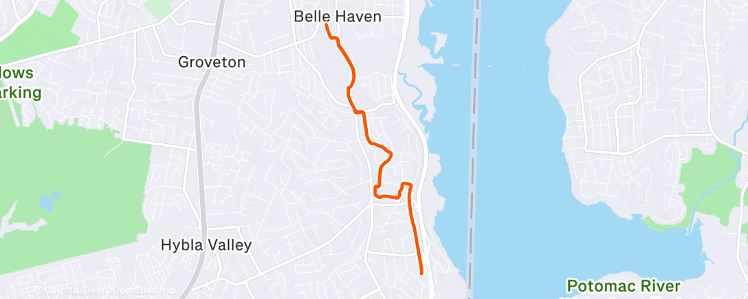 Map of the activity, Afternoon Run