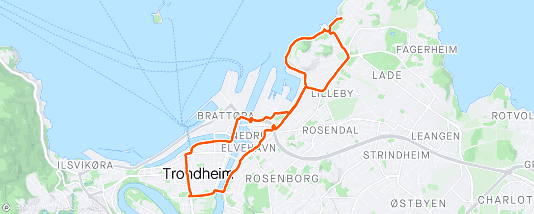 Mapa da atividade, Trondheim - Lade