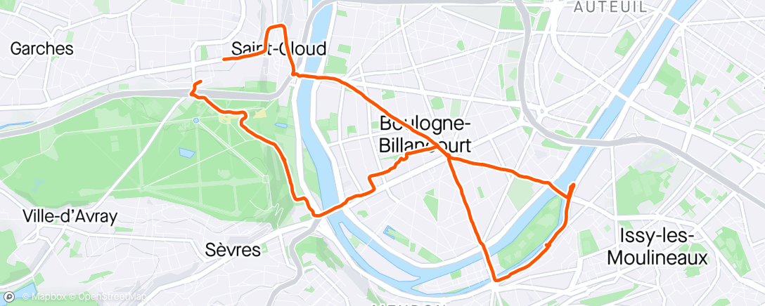 Map of the activity, Sortie en vélo électrique en soirée