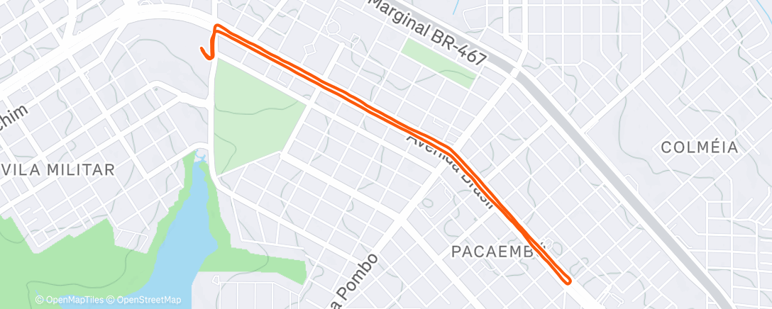 Map of the activity, Corrida matinal