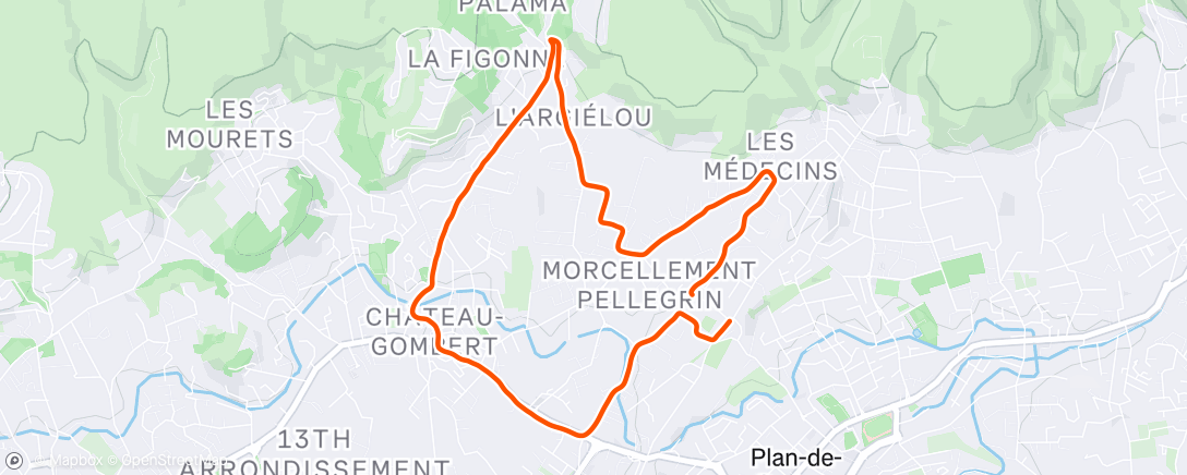 Map of the activity, Running