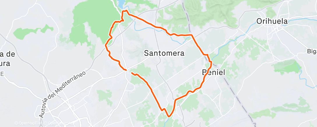 Map of the activity, Bicicleta de montaña por la tarde