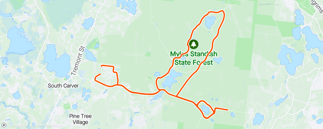 Map of the activity, Afternoon Ride #80. Too nice a night not to ride. Just an easy one through the forest.