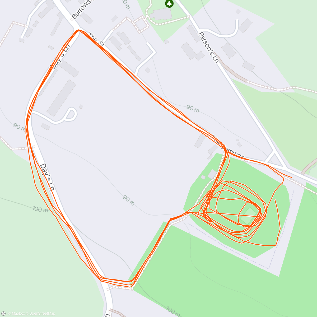 Map of the activity, Days lane repeats