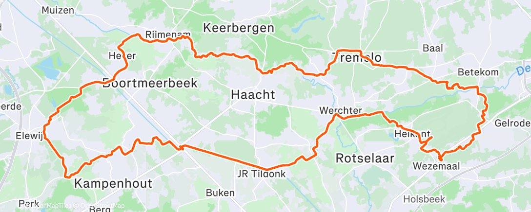 Map of the activity, Namiddagrit op mountainbike