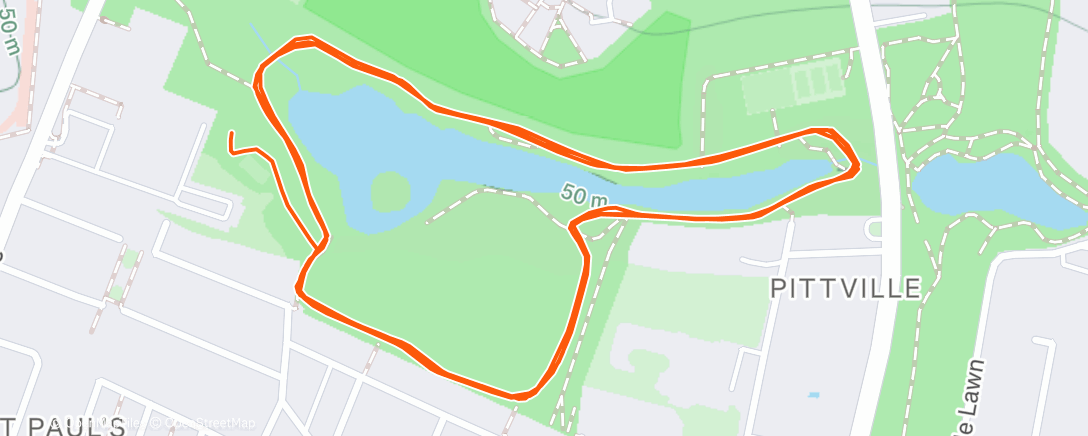 Map of the activity, Wet Parkrun