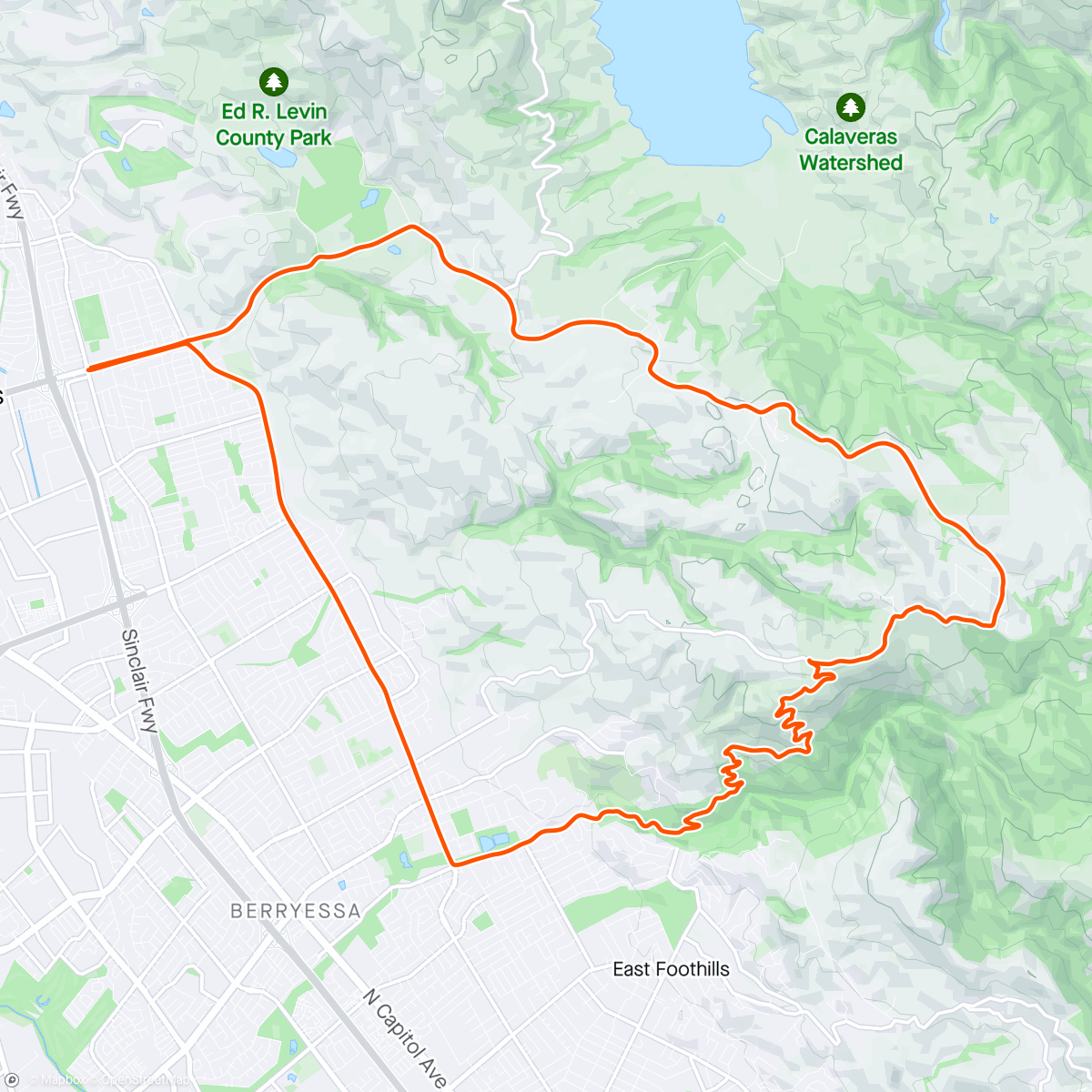 Mapa de la actividad (Sierra Vista via Alum Rock)