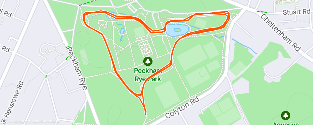 Map of the activity, Peckham Rye Parkrun