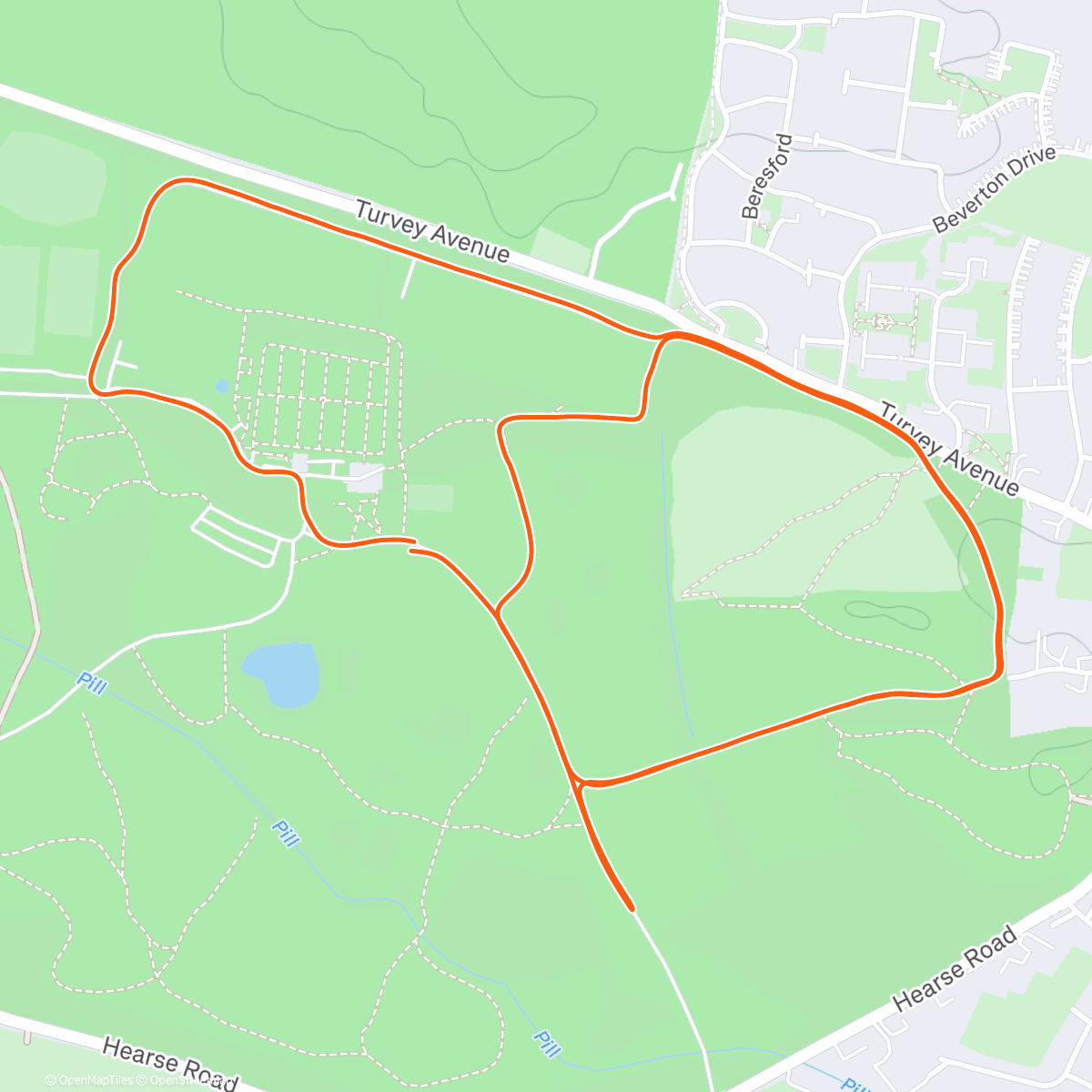 Map of the activity, Christmas Parkrun Jog