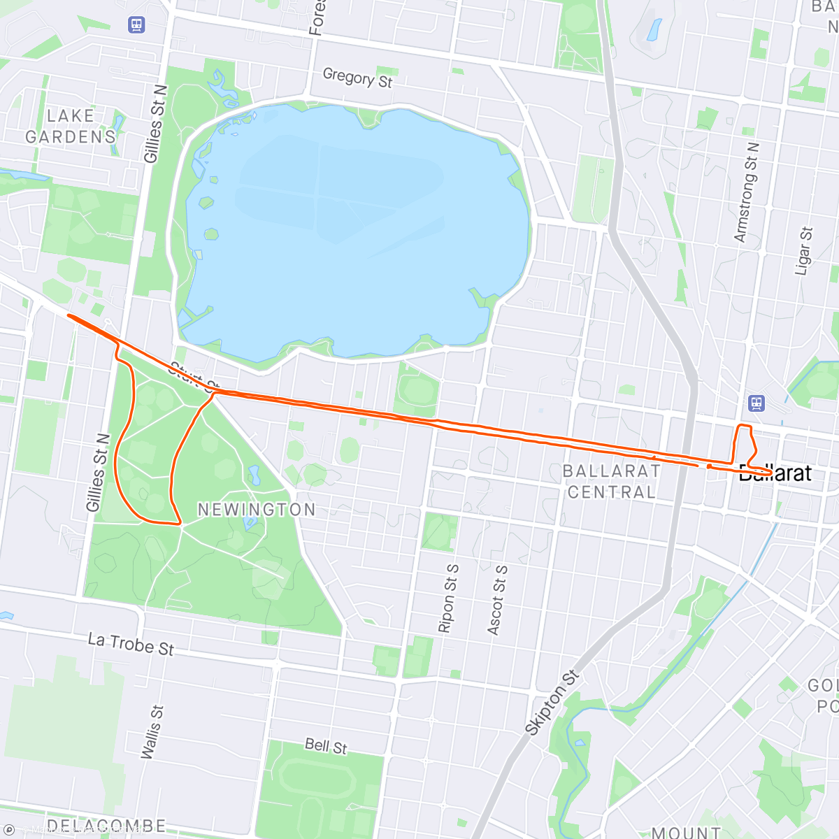 Mapa da atividade, Ballarat 10km