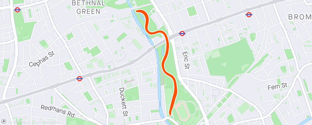 Map of the activity, Mile End Parkrun