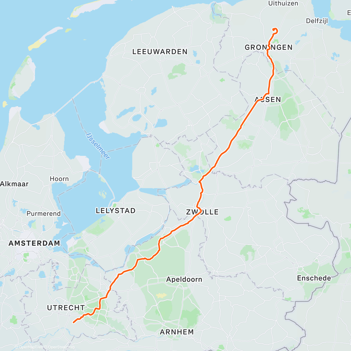 Map of the activity, Wat rondrijden in Bedum en Groningen, en weer naar huis