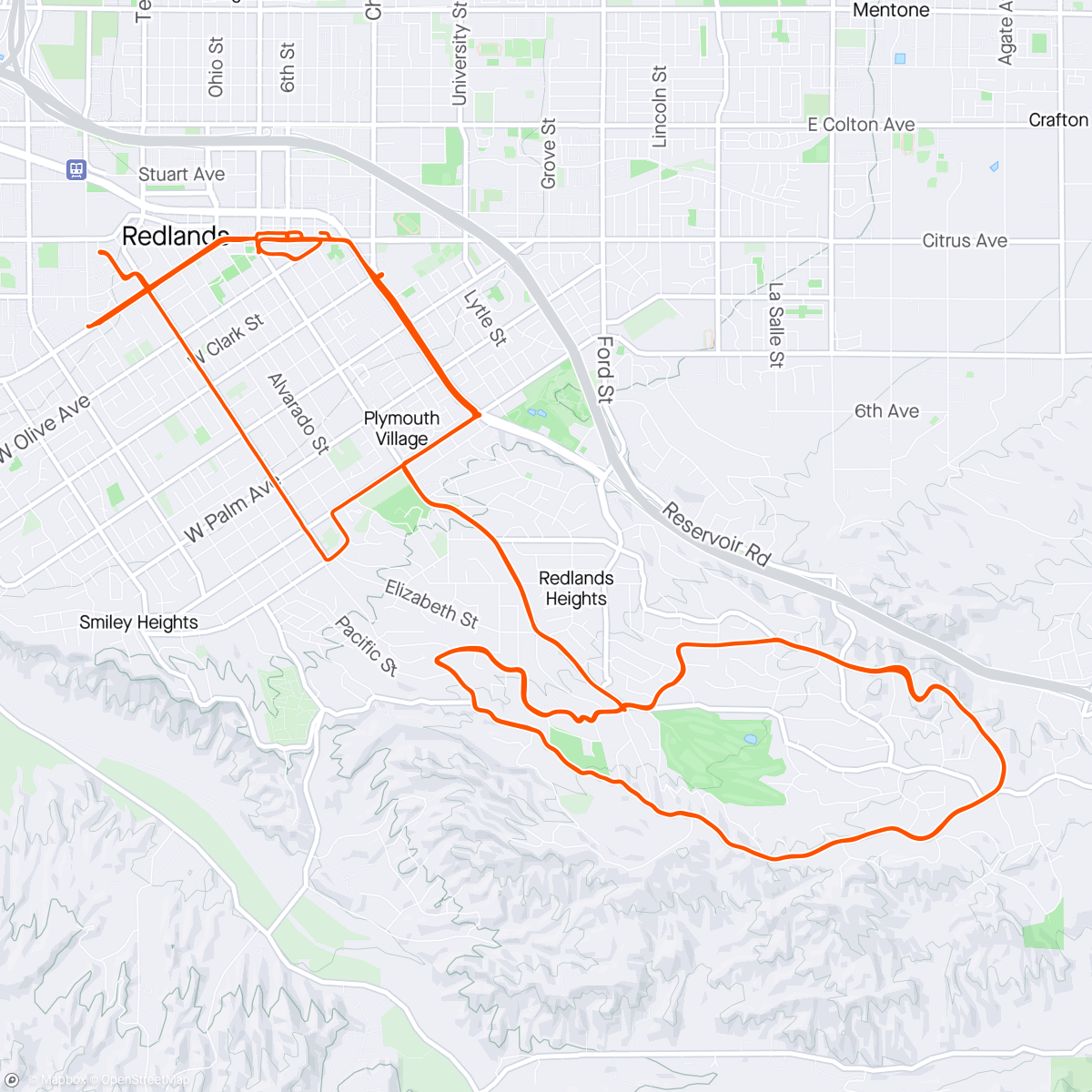 Map of the activity, Redlands stage 5 - sunset circuit